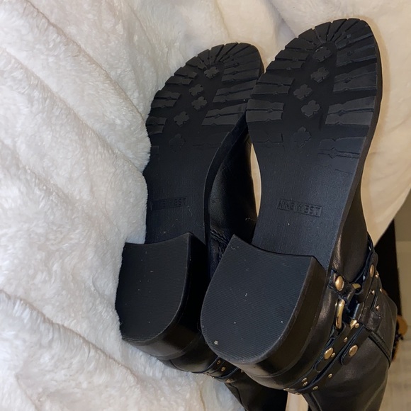 Nine West Whatifo Black Leather Knee High Boots Side Zipper Women's Size 8 - Picture 2 of 5